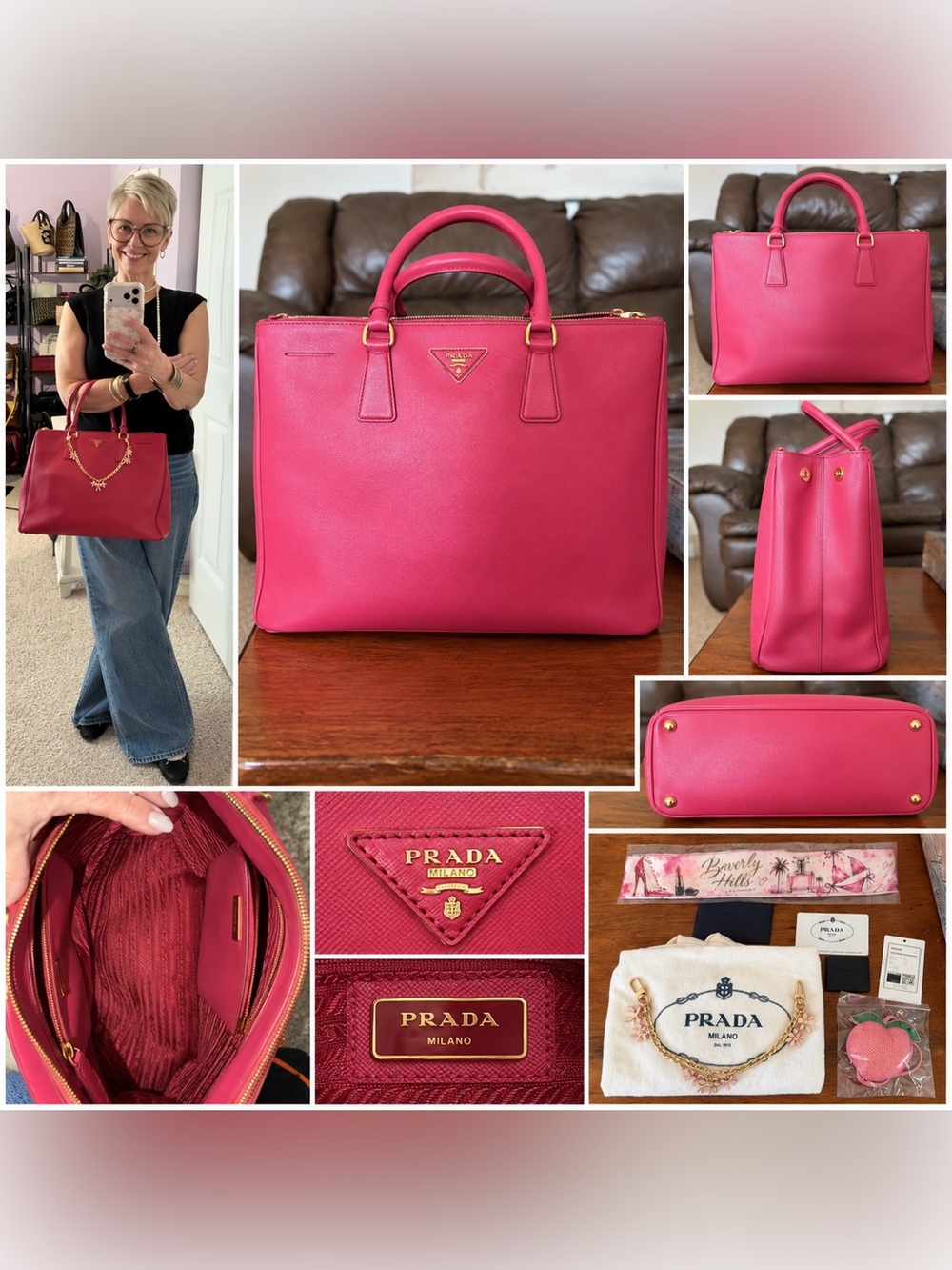 Prada Hot Pink Saffiano Leather Large Galleria Tote